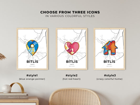 Bitlis Turkey maps with colorful icons