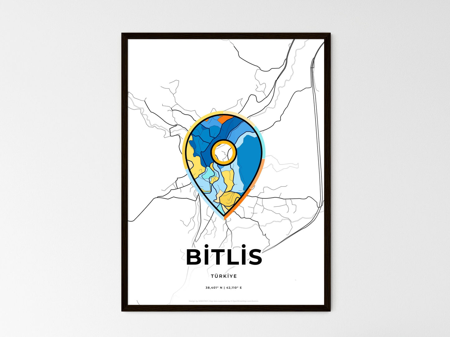 Bitlis Turkey wedding art map with pointer icon