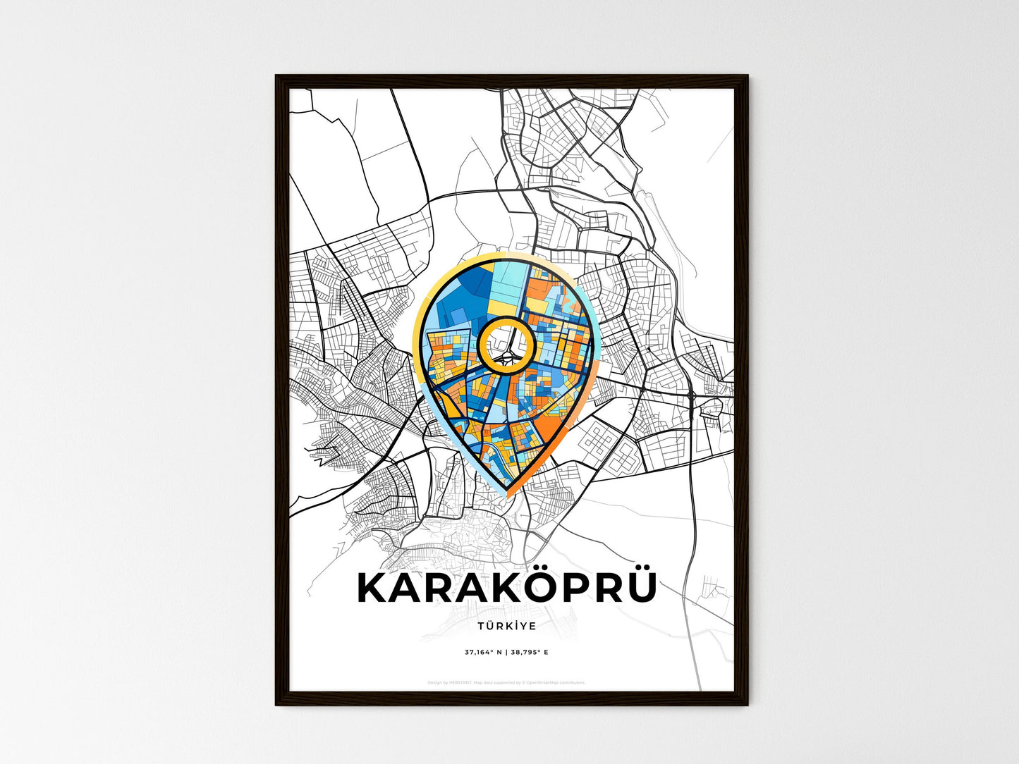 Karaköprü Turkey wedding art map with pointer icon