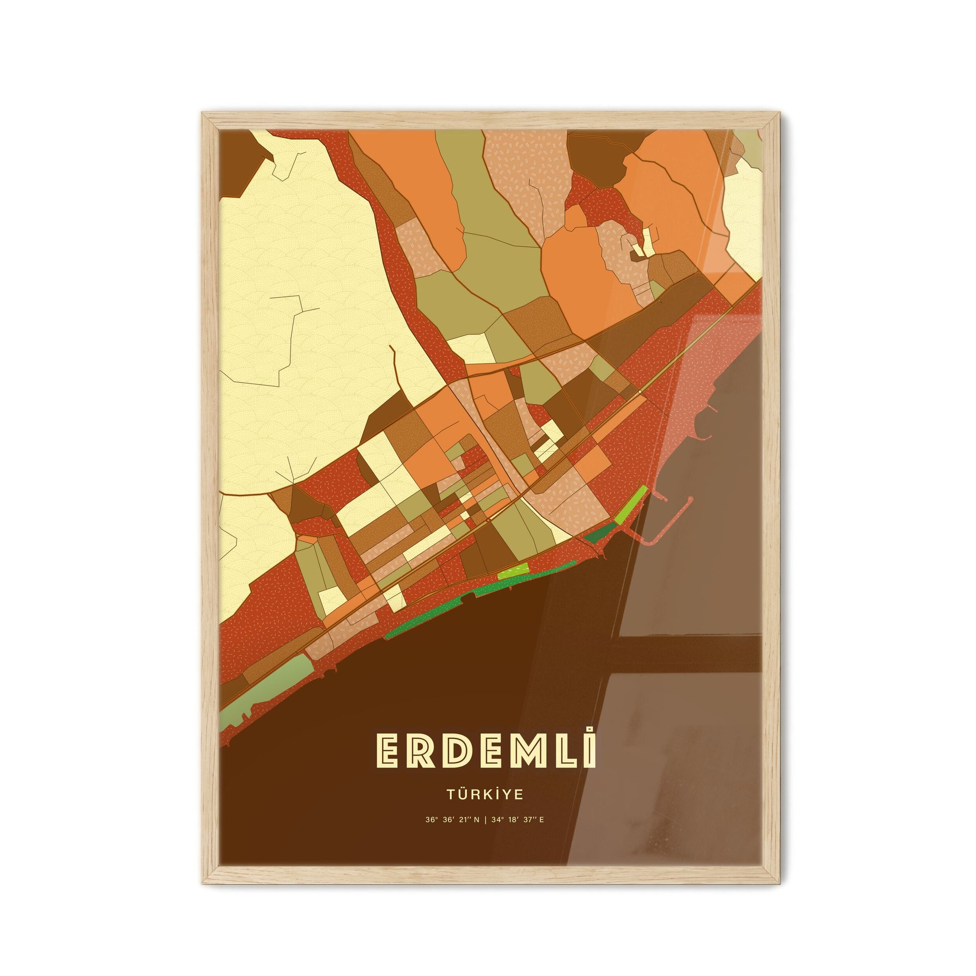 Colorful ERDEMLI TURKEY Fine Art Map Farmhouse