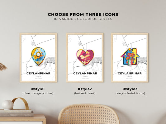 Ceylanpinar Turkey maps with colorful icons