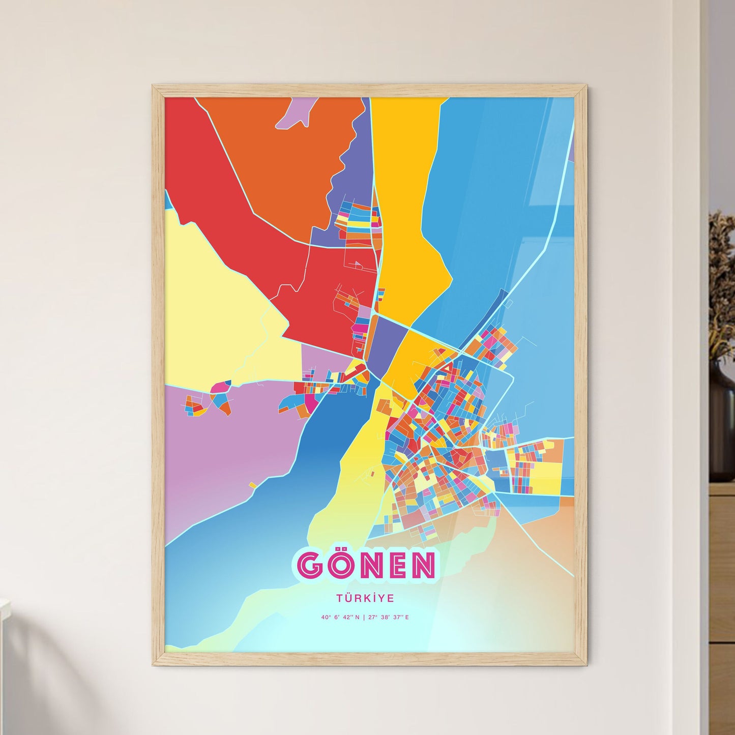 Colorful GÖNEN TURKEY Fine Art Map Crazy Colors