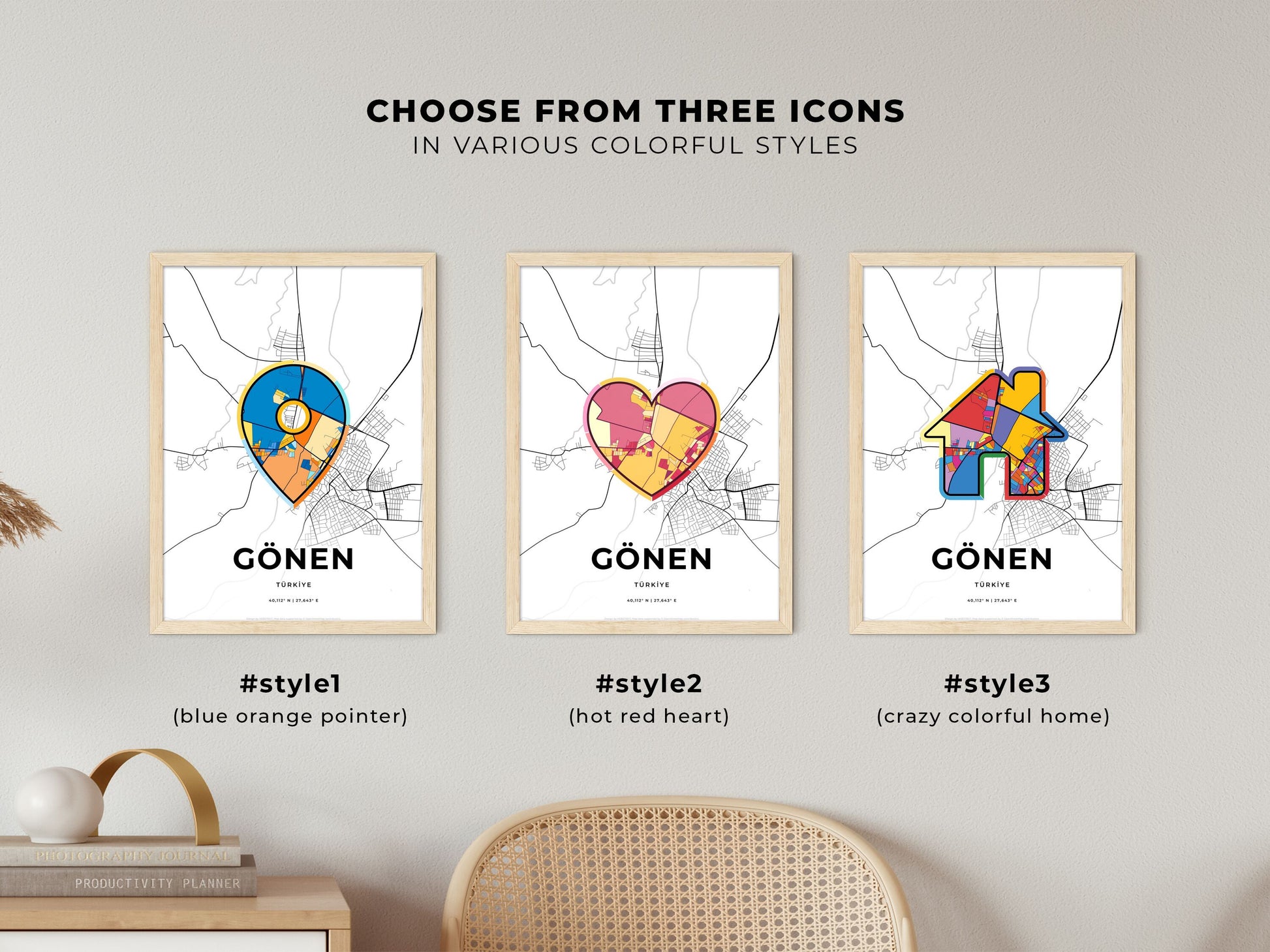 Gönen Turkey maps with colorful icons