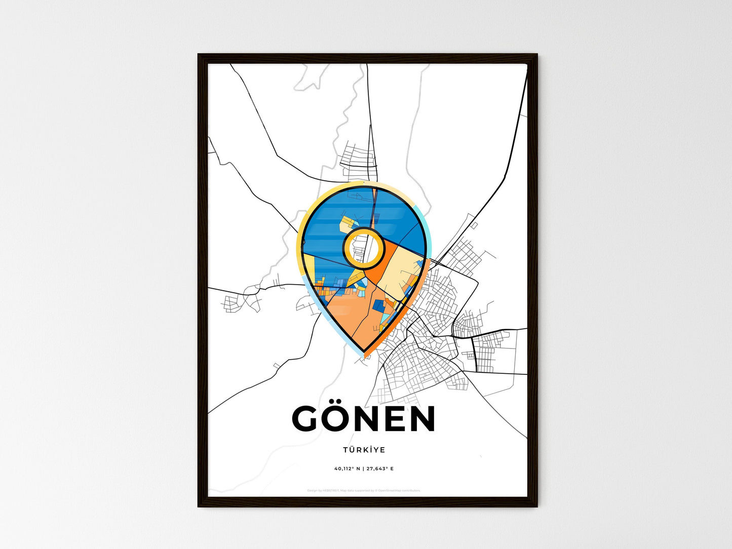 Gönen Turkey wedding art map with pointer icon