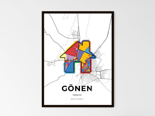 Gönen Turkey wedding art map with home icon