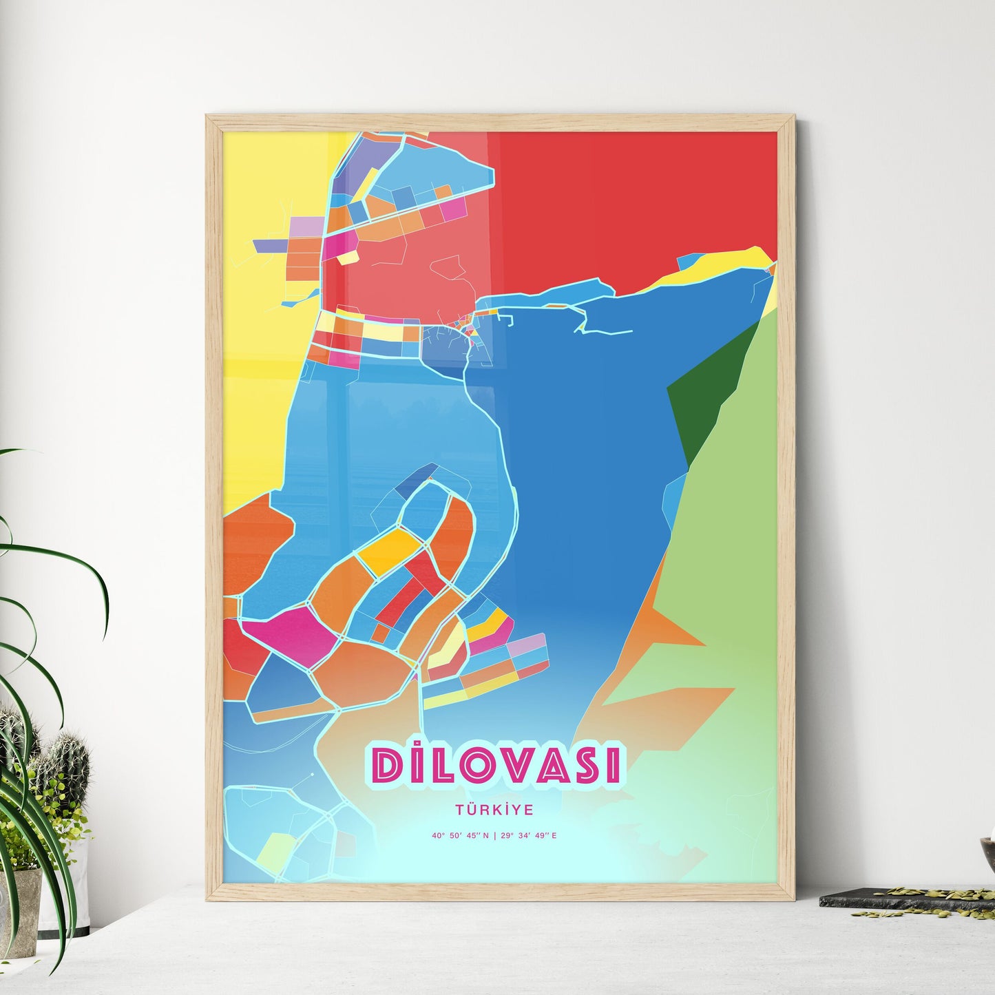 Colorful DILOVASI TURKEY Fine Art Map Crazy Colors