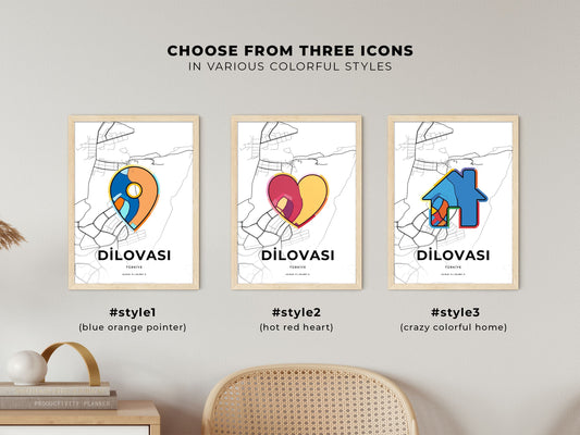 Dilovasi Turkey maps with colorful icons