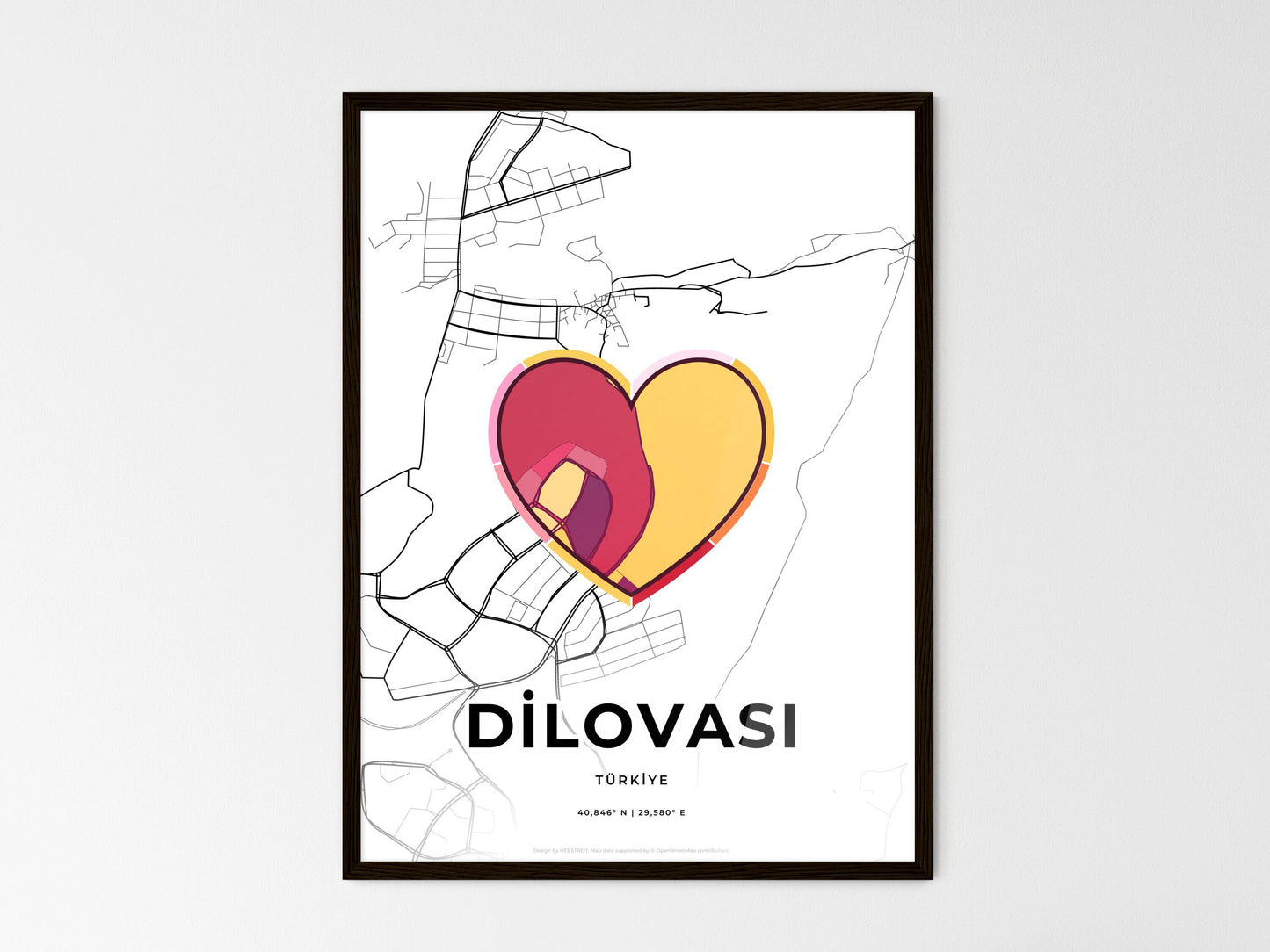 Dilovasi Turkey wedding art map with heart icon