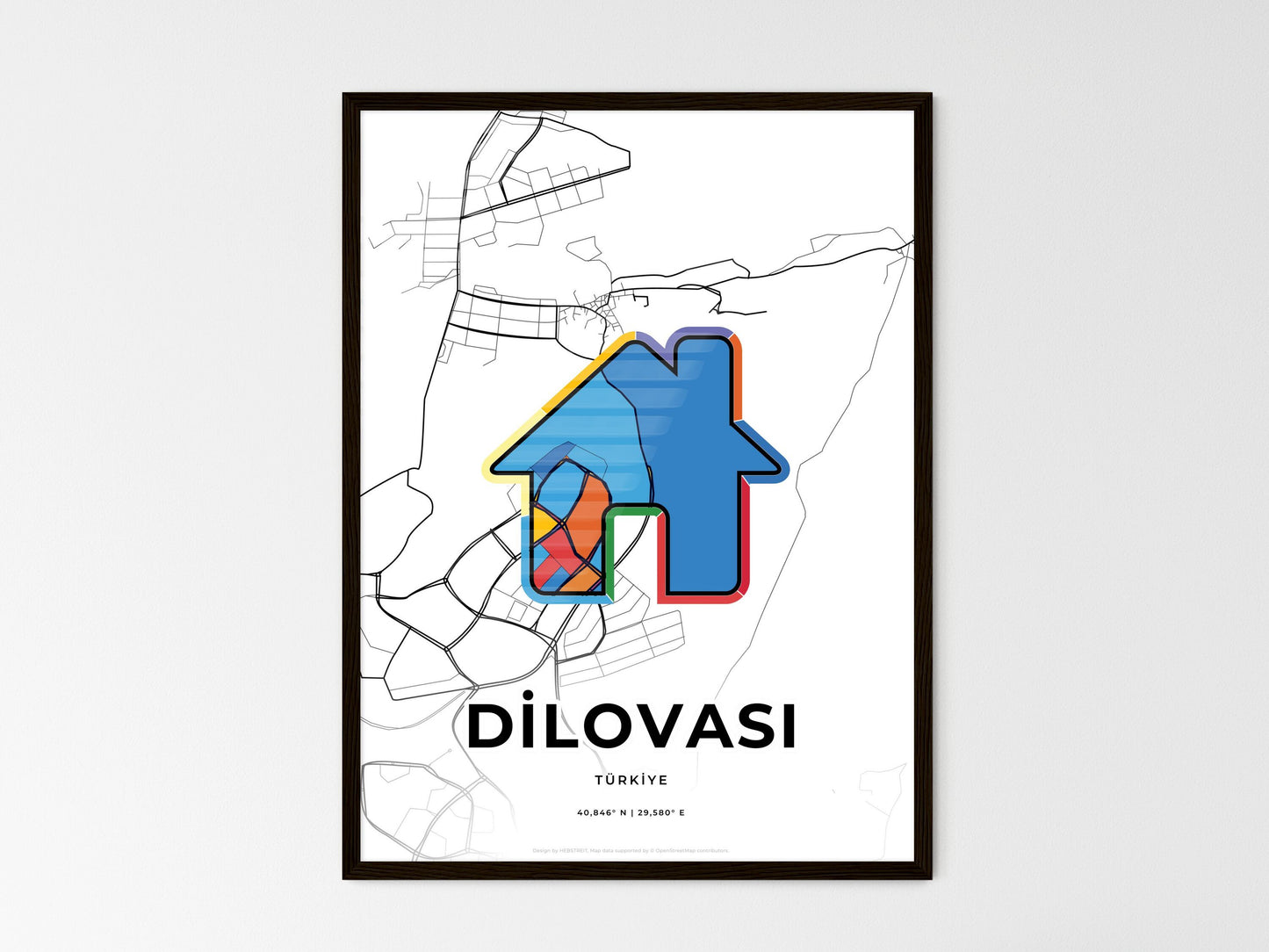 Dilovasi Turkey wedding art map with home icon