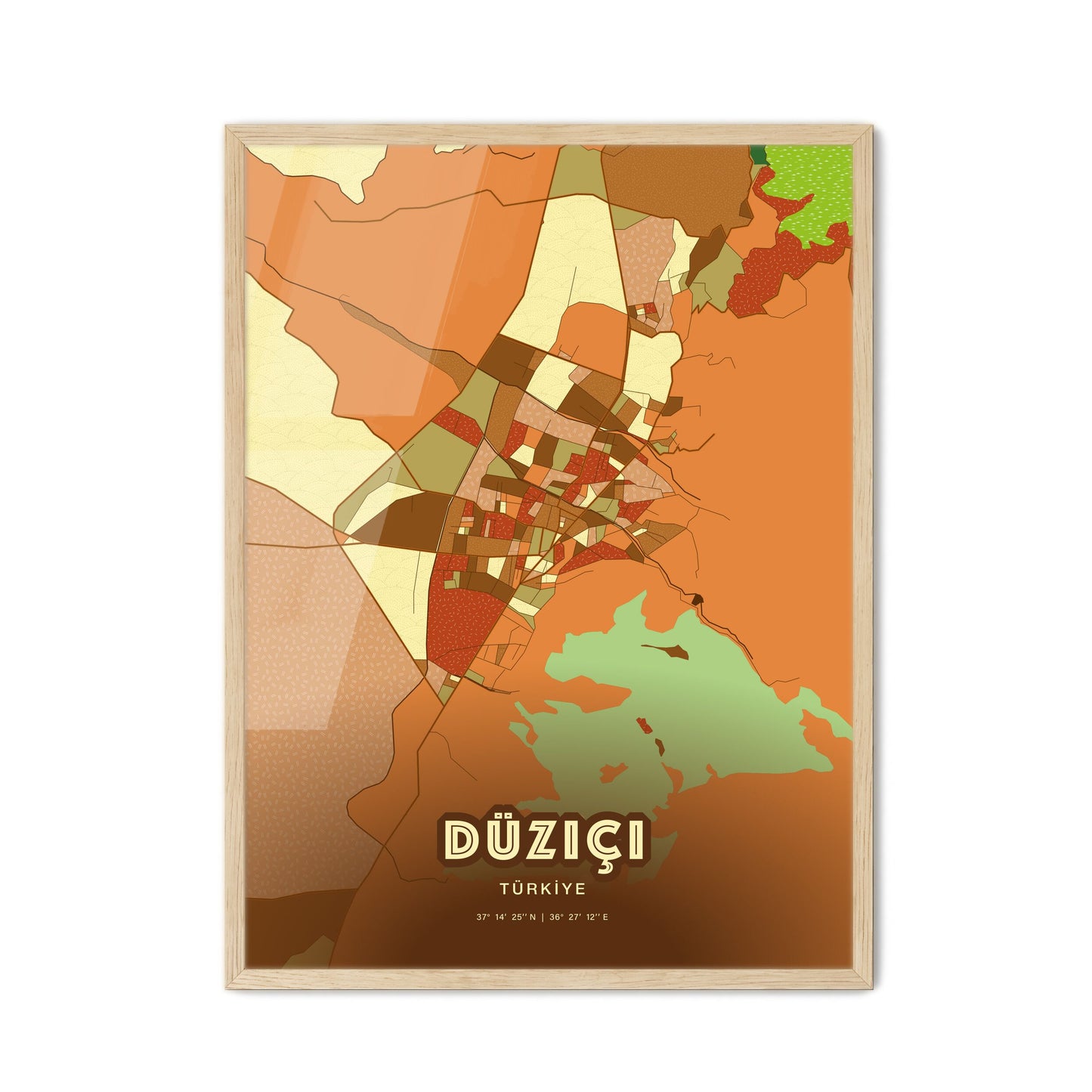 Colorful DÜZIÇI TURKEY Fine Art Map Farmhouse