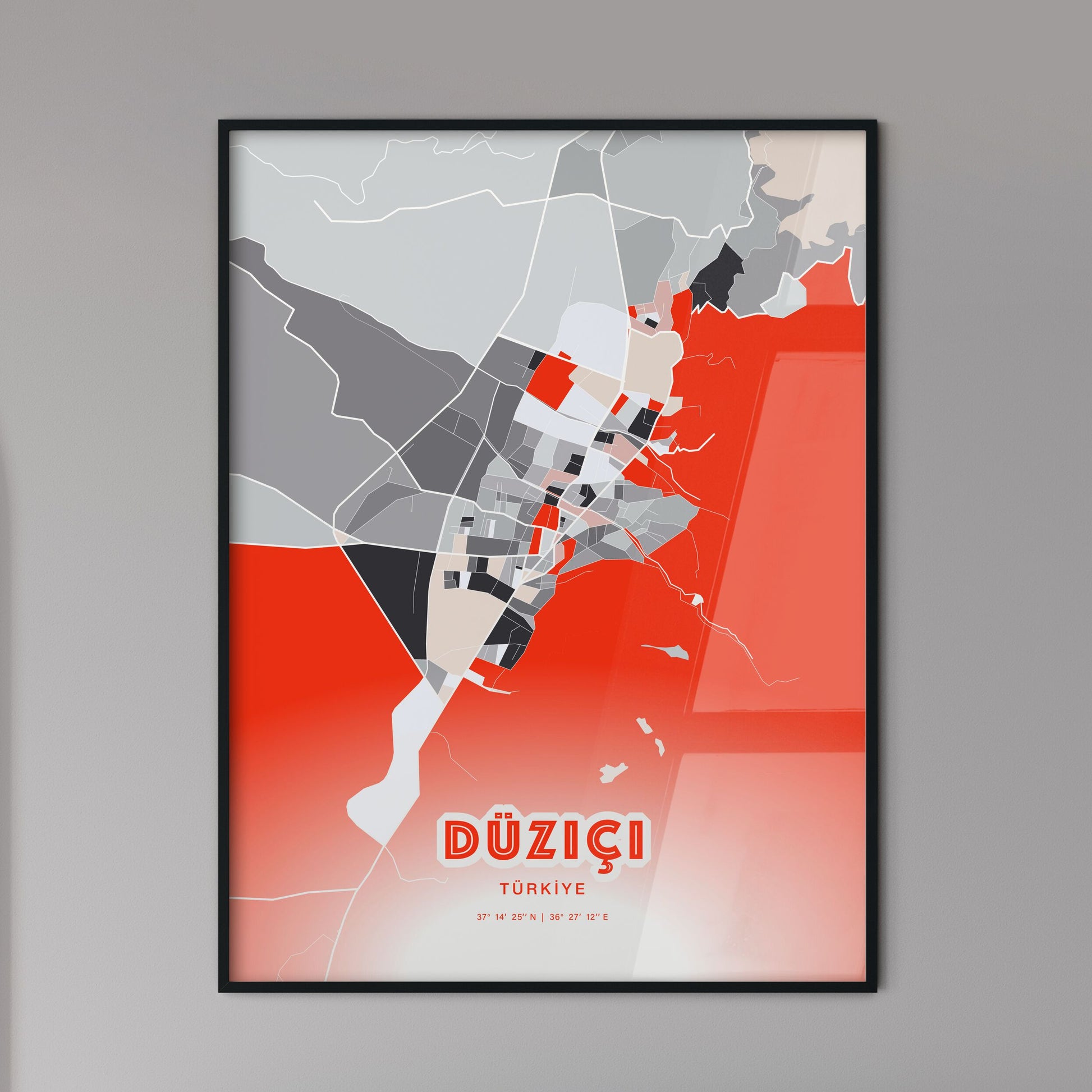 Colorful DÜZIÇI TURKEY Fine Art Map Modern