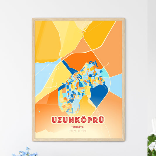 Colorful UZUNKÖPRÜ TURKEY Fine Art Map Blue Orange