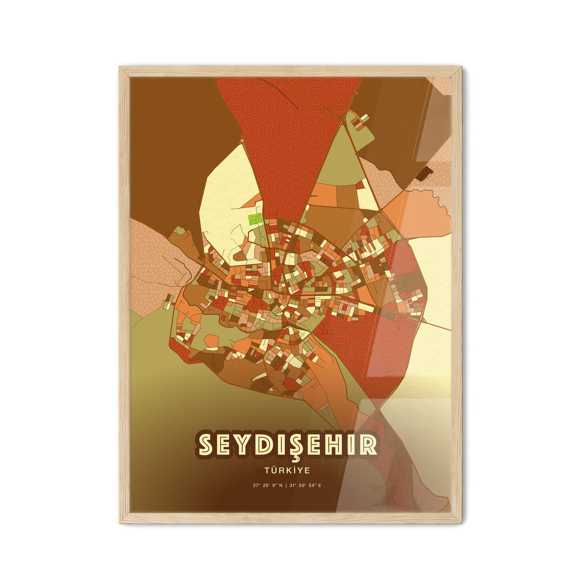 Colorful SEYDIŞEHIR TURKEY Fine Art Map Farmhouse