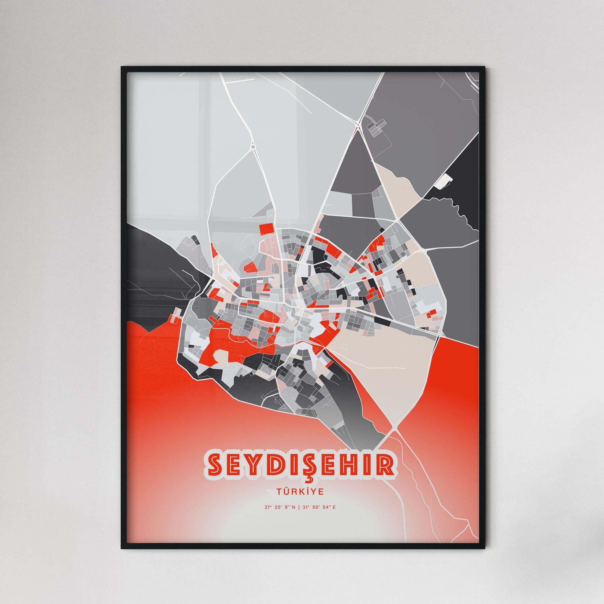 Colorful SEYDIŞEHIR TURKEY Fine Art Map Modern