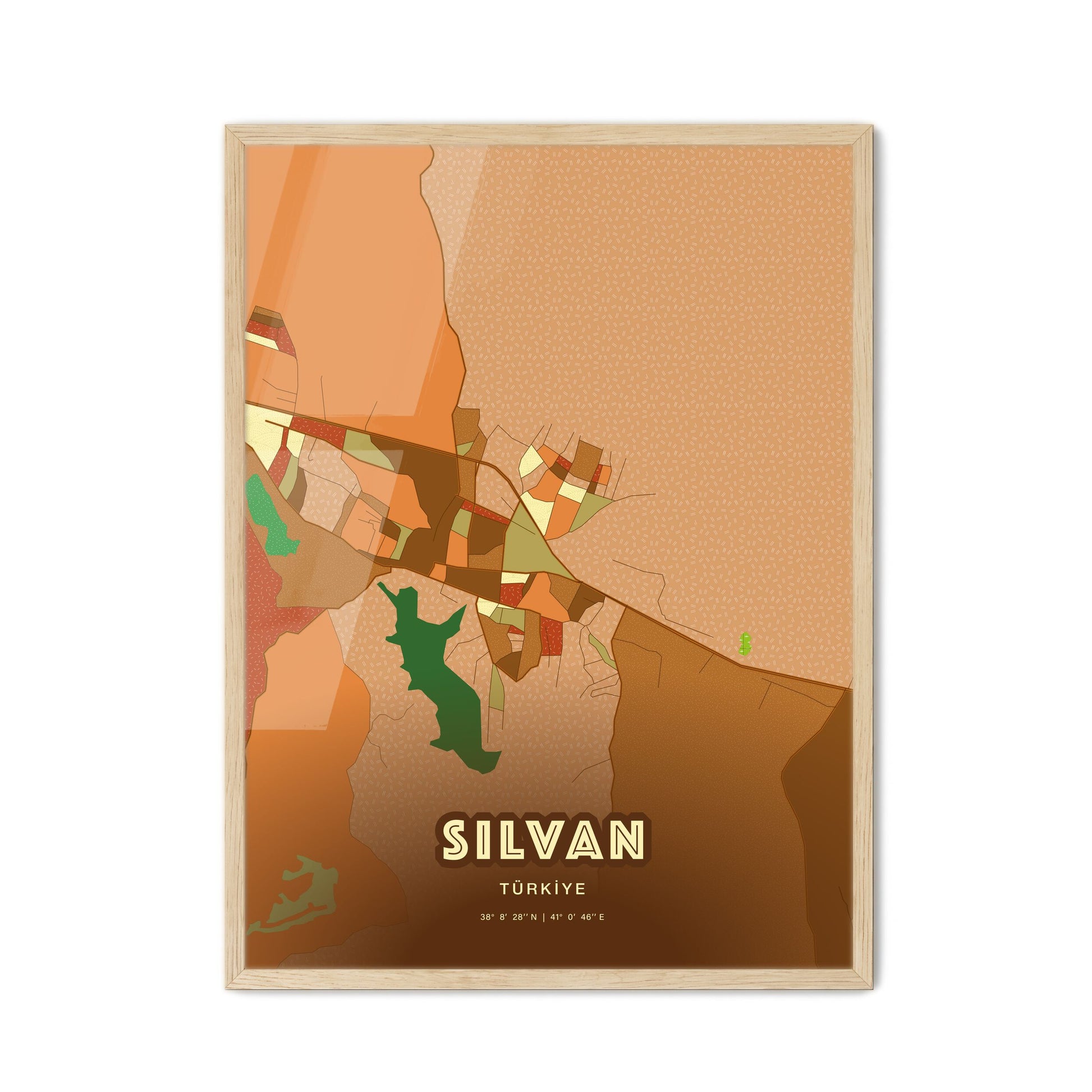 Colorful SILVAN TURKEY Fine Art Map Farmhouse