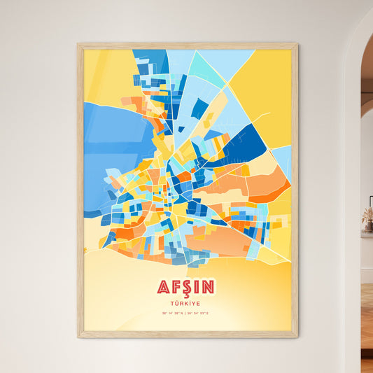 Colorful AFŞIN TURKEY Fine Art Map Blue Orange