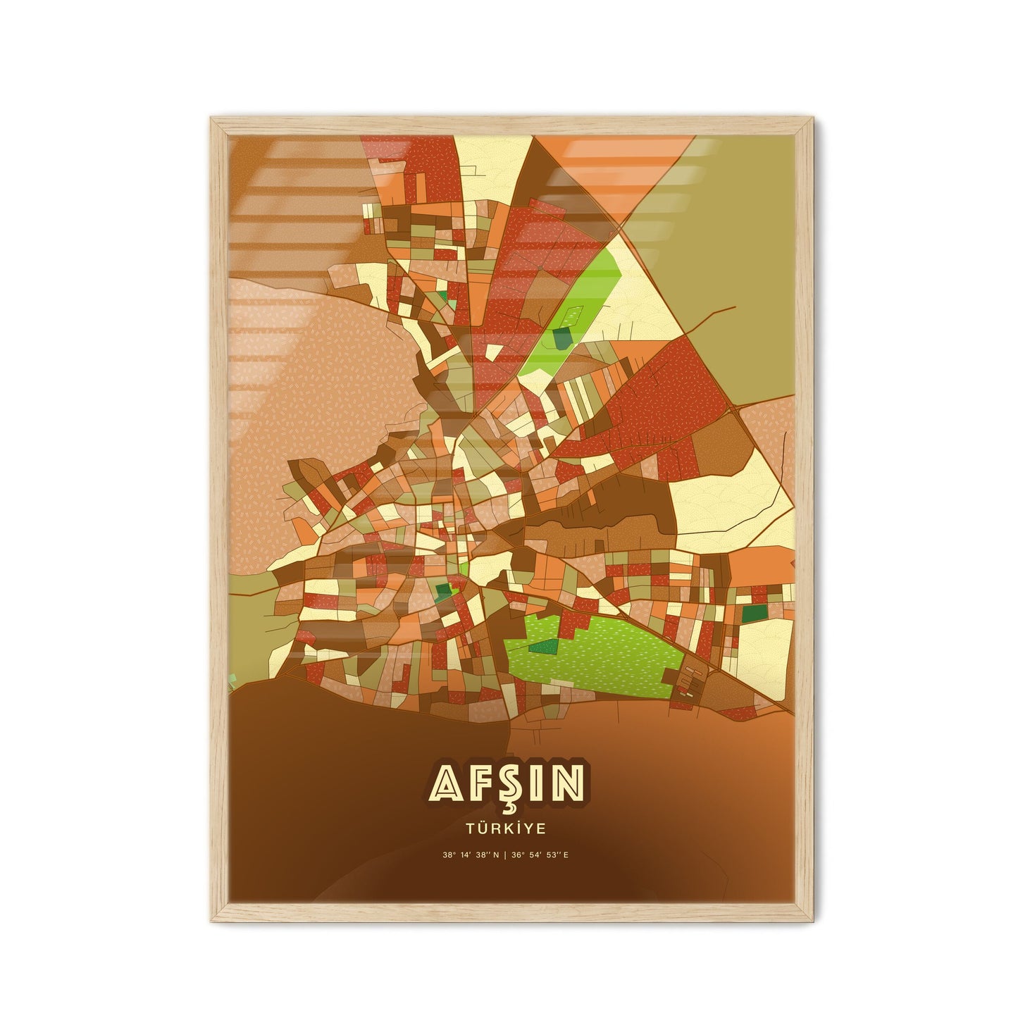 Colorful AFŞIN TURKEY Fine Art Map Farmhouse