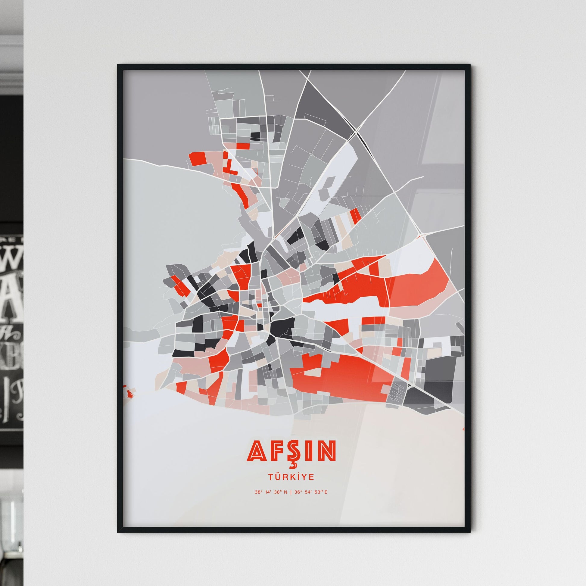 Colorful AFŞIN TURKEY Fine Art Map Modern