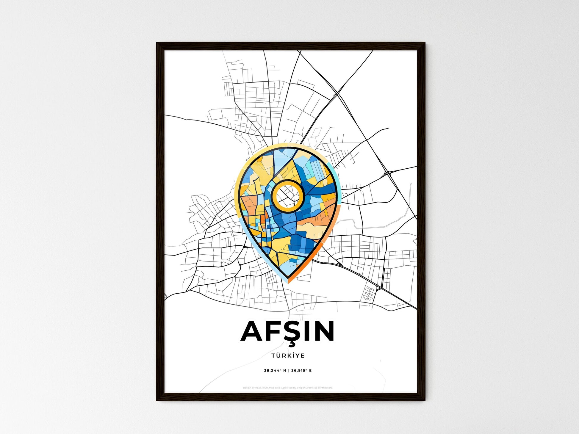 Afşin Turkey wedding art map with pointer icon