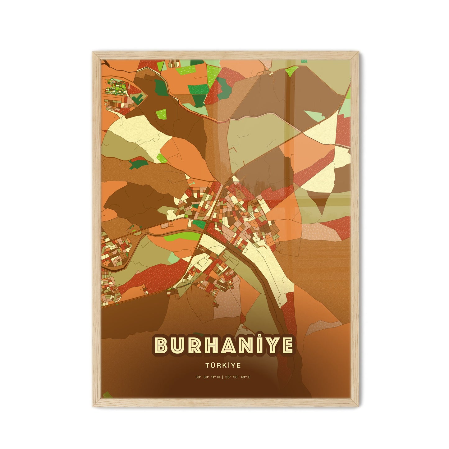 Colorful BURHANIYE TURKEY Fine Art Map Farmhouse