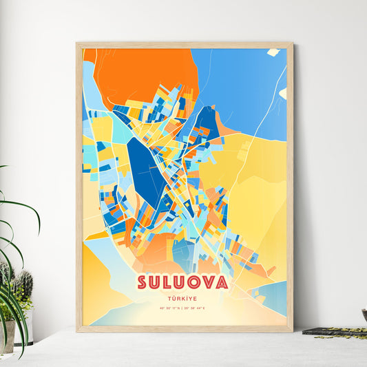 Colorful SULUOVA TURKEY Fine Art Map Blue Orange