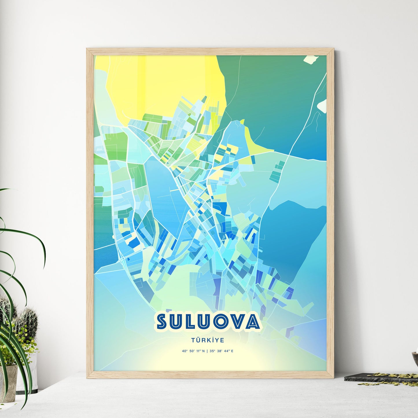 Colorful SULUOVA TURKEY Fine Art Map Cool Blue