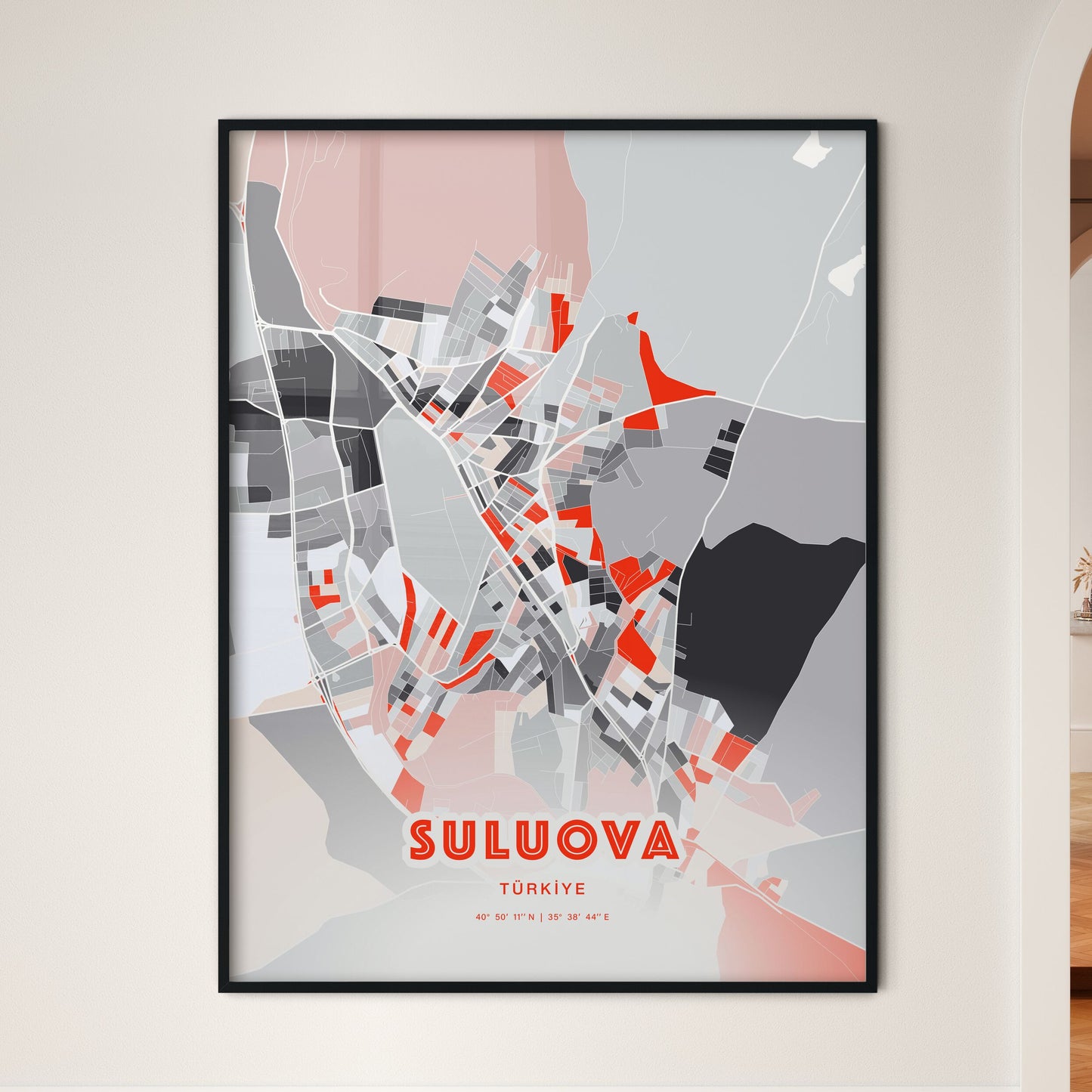 Colorful SULUOVA TURKEY Fine Art Map Modern