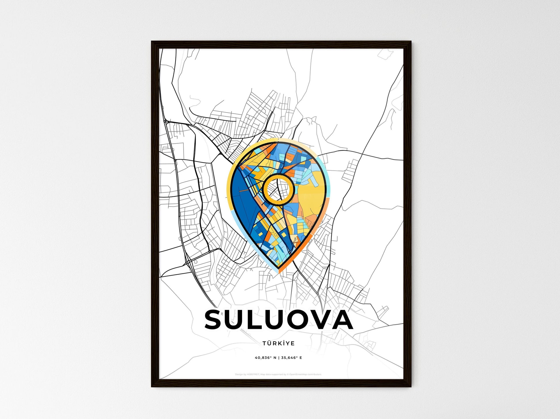Suluova Turkey wedding art map with pointer icon