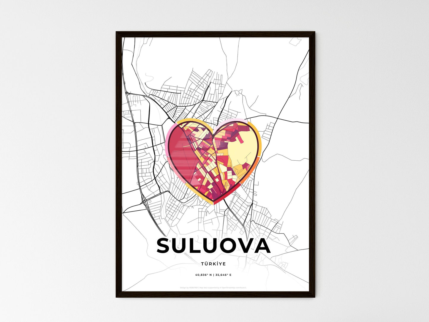 Suluova Turkey wedding art map with heart icon