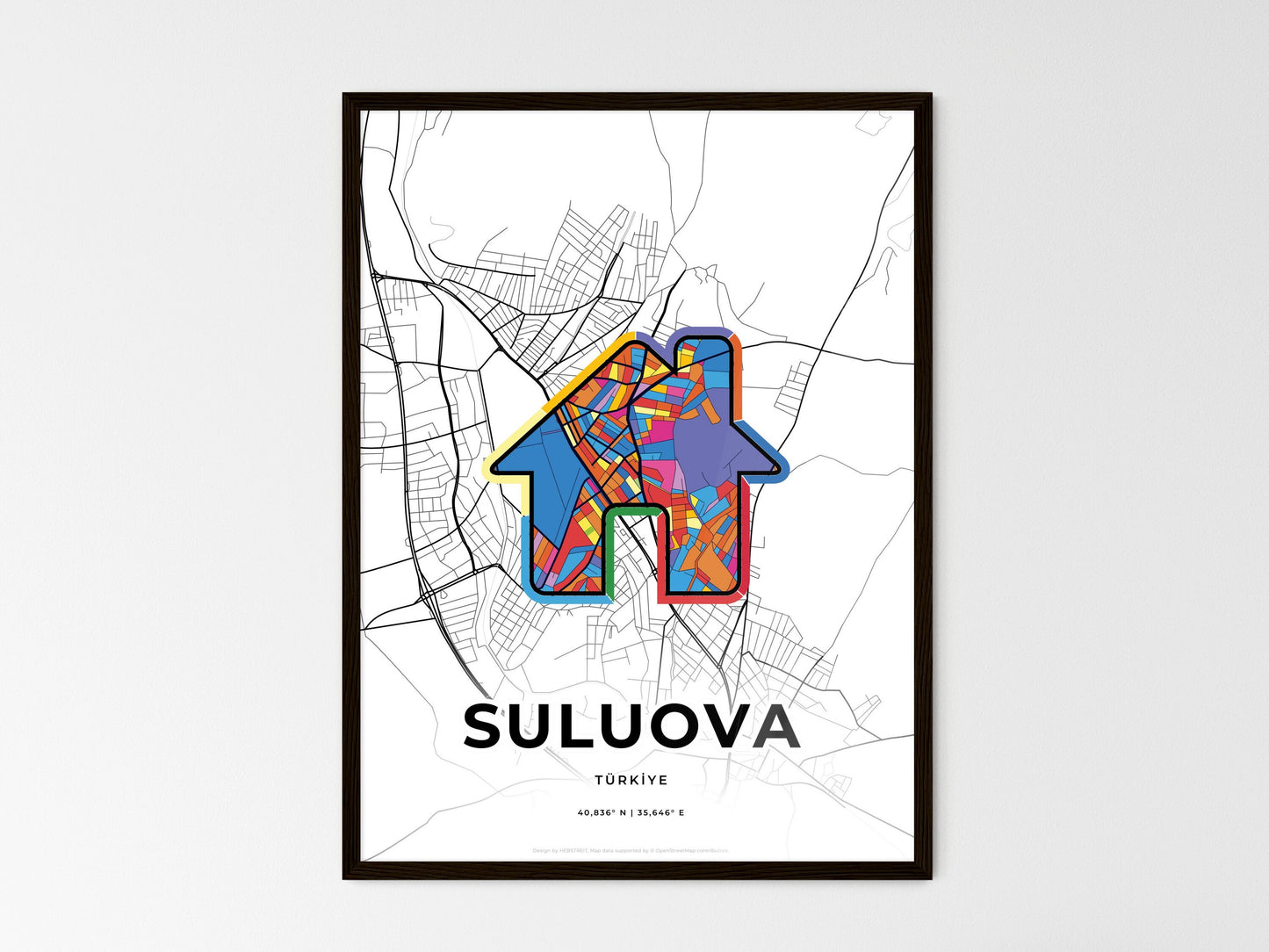 Suluova Turkey wedding art map with home icon