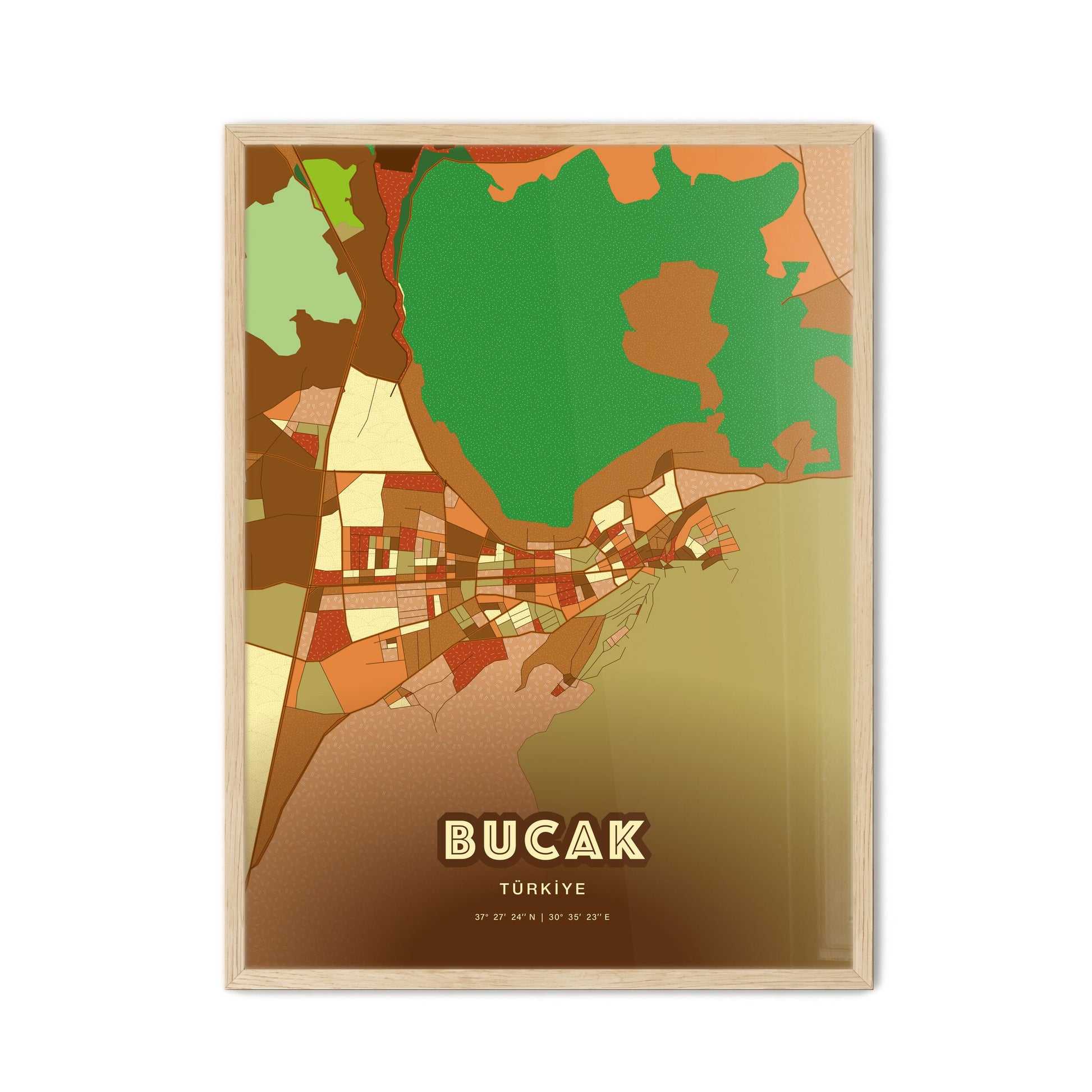 Colorful BUCAK TURKEY Fine Art Map Farmhouse