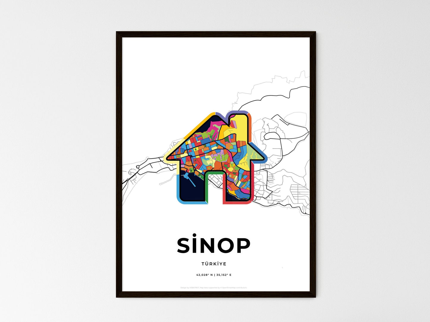 Sinop Turkey wedding art map with home icon