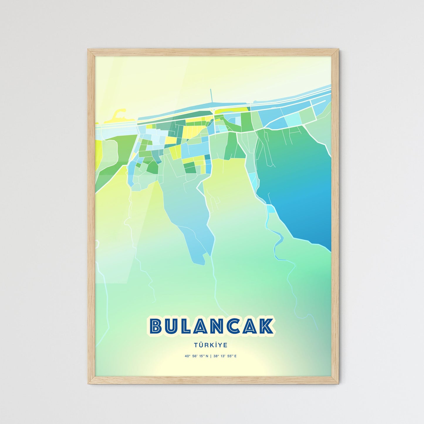 Colorful BULANCAK TURKEY Fine Art Map Cool Blue