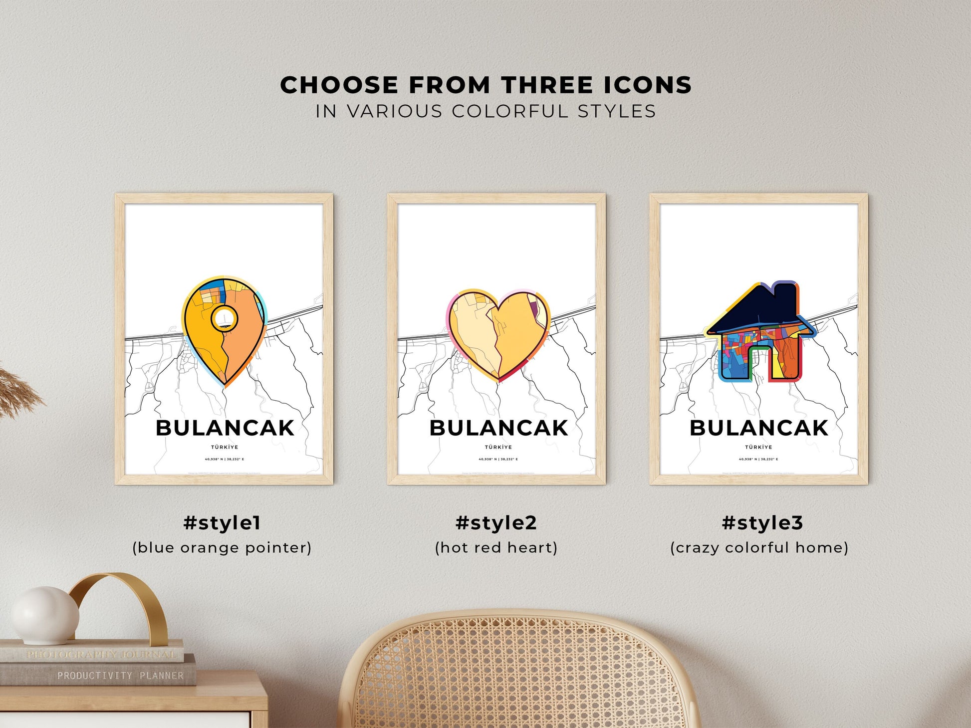 Bulancak Turkey maps with colorful icons