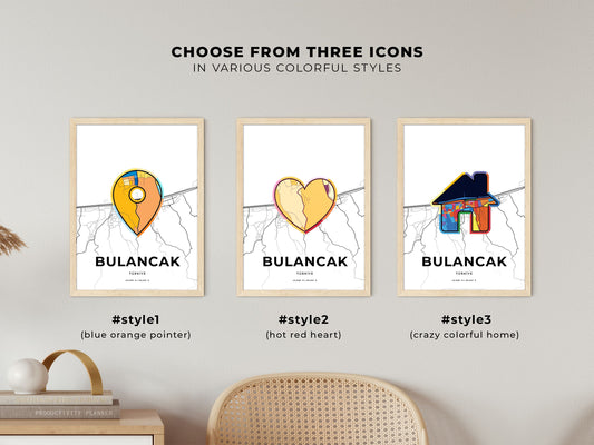 Bulancak Turkey maps with colorful icons