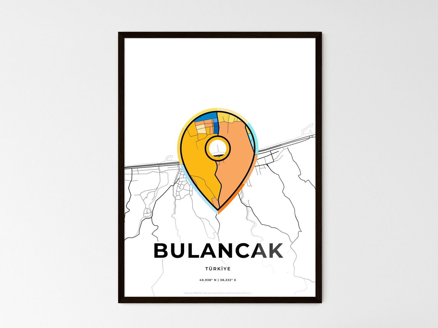 Bulancak Turkey wedding art map with pointer icon