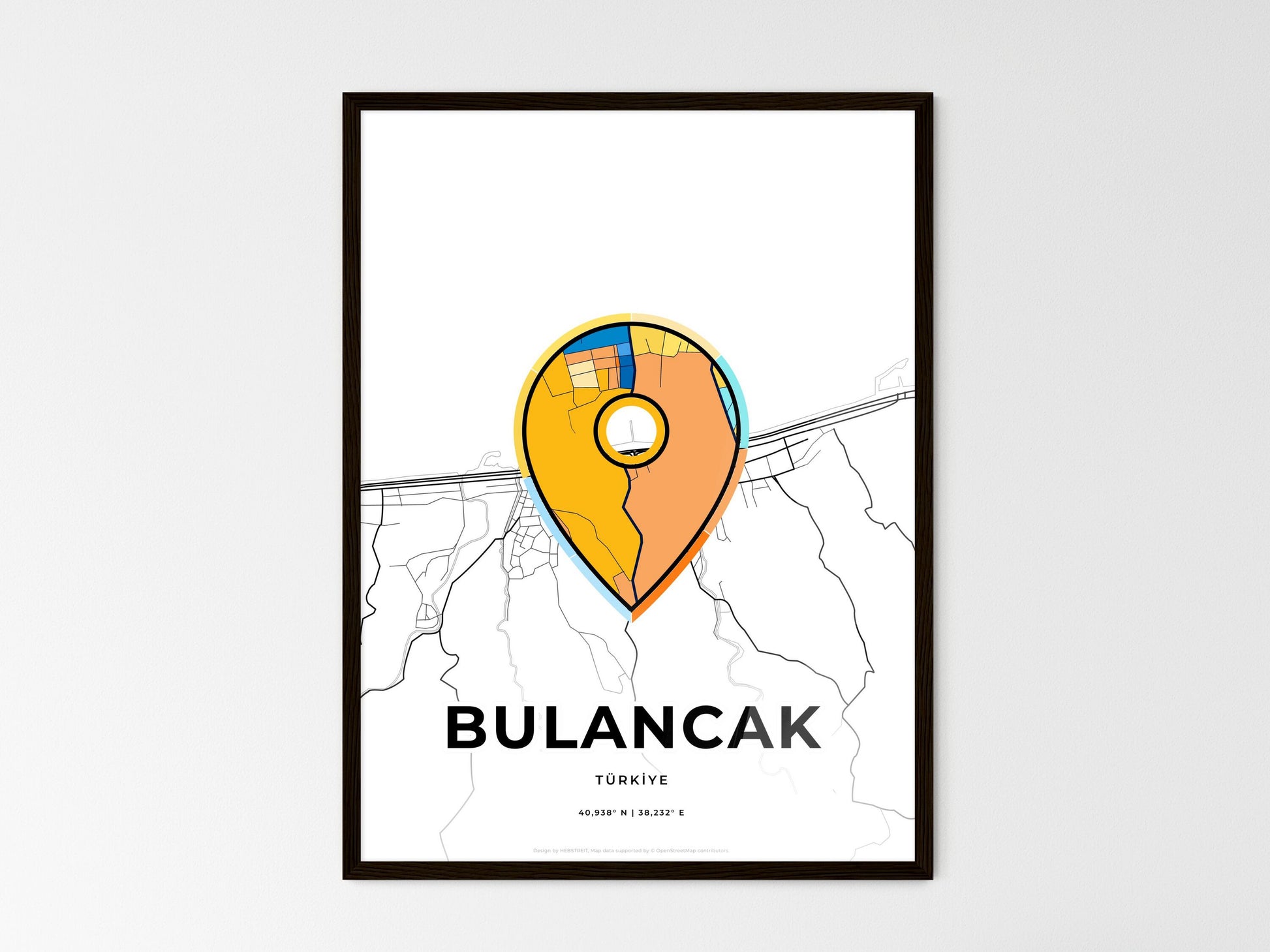 Bulancak Turkey wedding art map with pointer icon