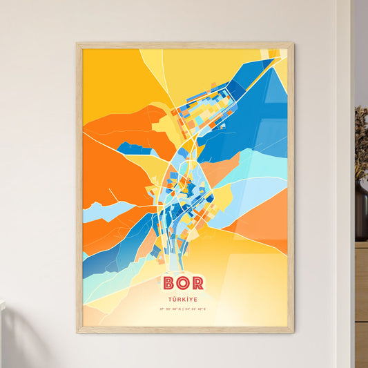 Colorful BOR TURKEY Fine Art Map Blue Orange