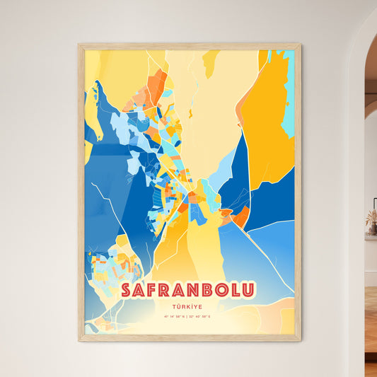 Colorful SAFRANBOLU TURKEY Fine Art Map Blue Orange