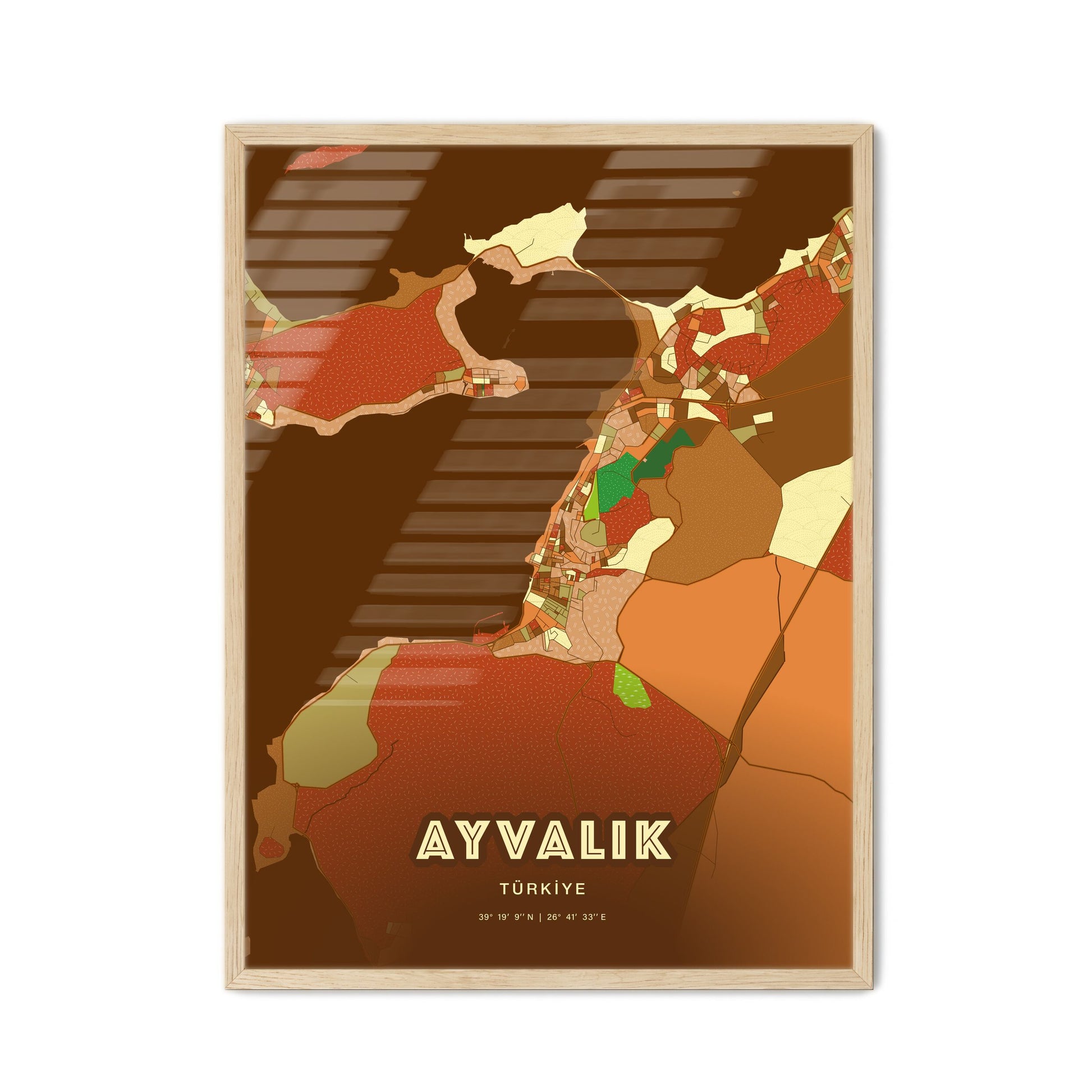 Colorful AYVALIK TURKEY Fine Art Map Farmhouse