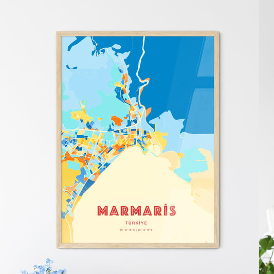 Colorful MARMARIS TURKEY Fine Art Map Blue Orange