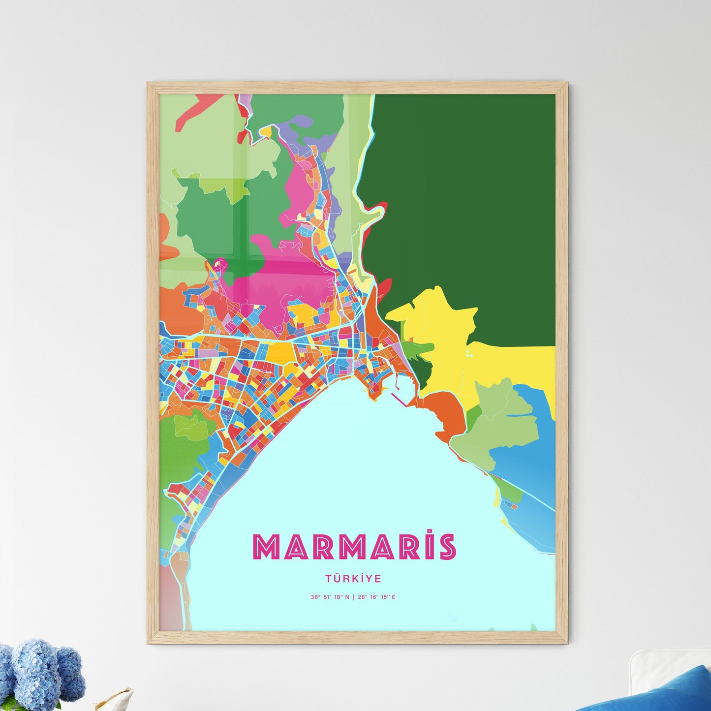 Colorful MARMARIS TURKEY Fine Art Map Crazy Colors
