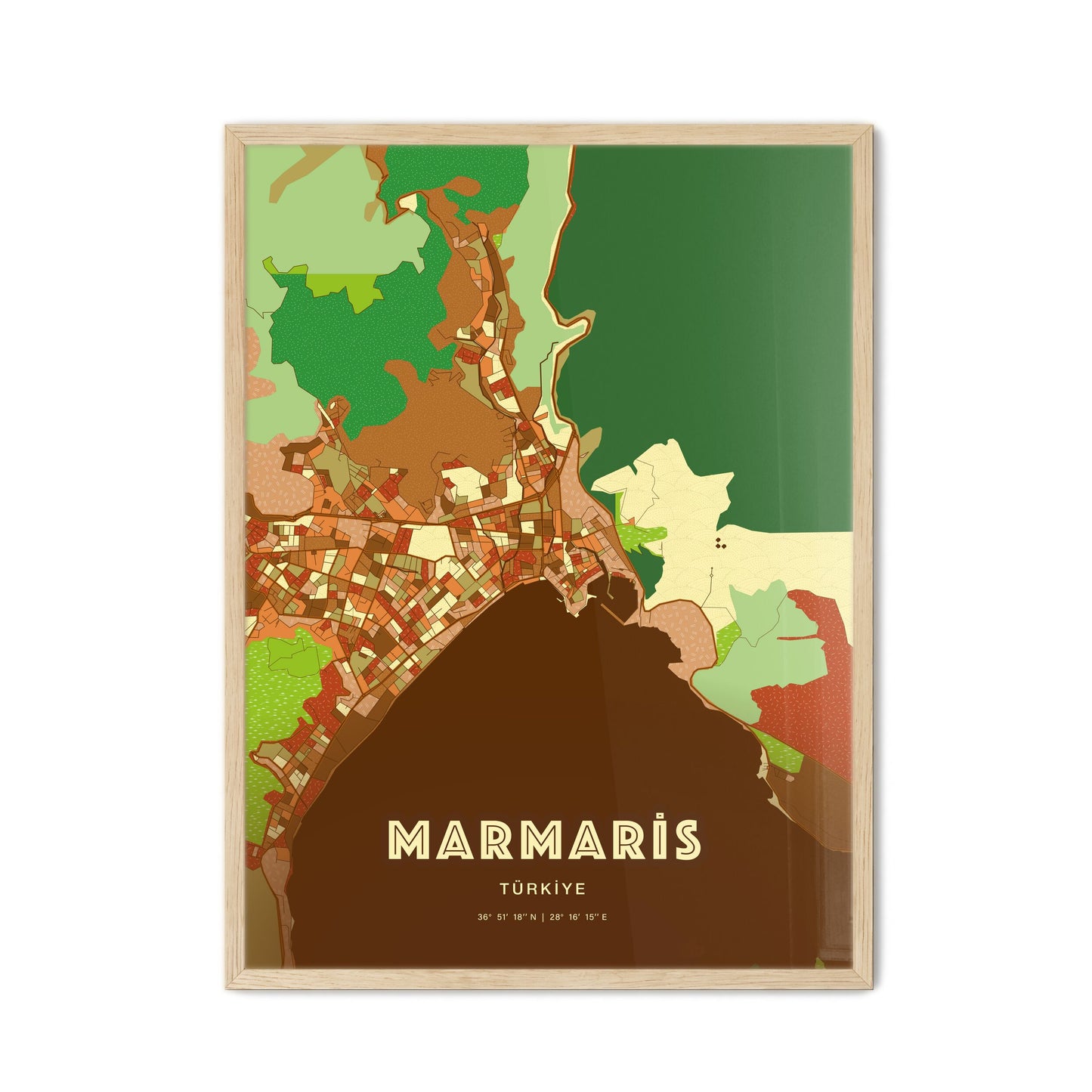 Colorful MARMARIS TURKEY Fine Art Map Farmhouse