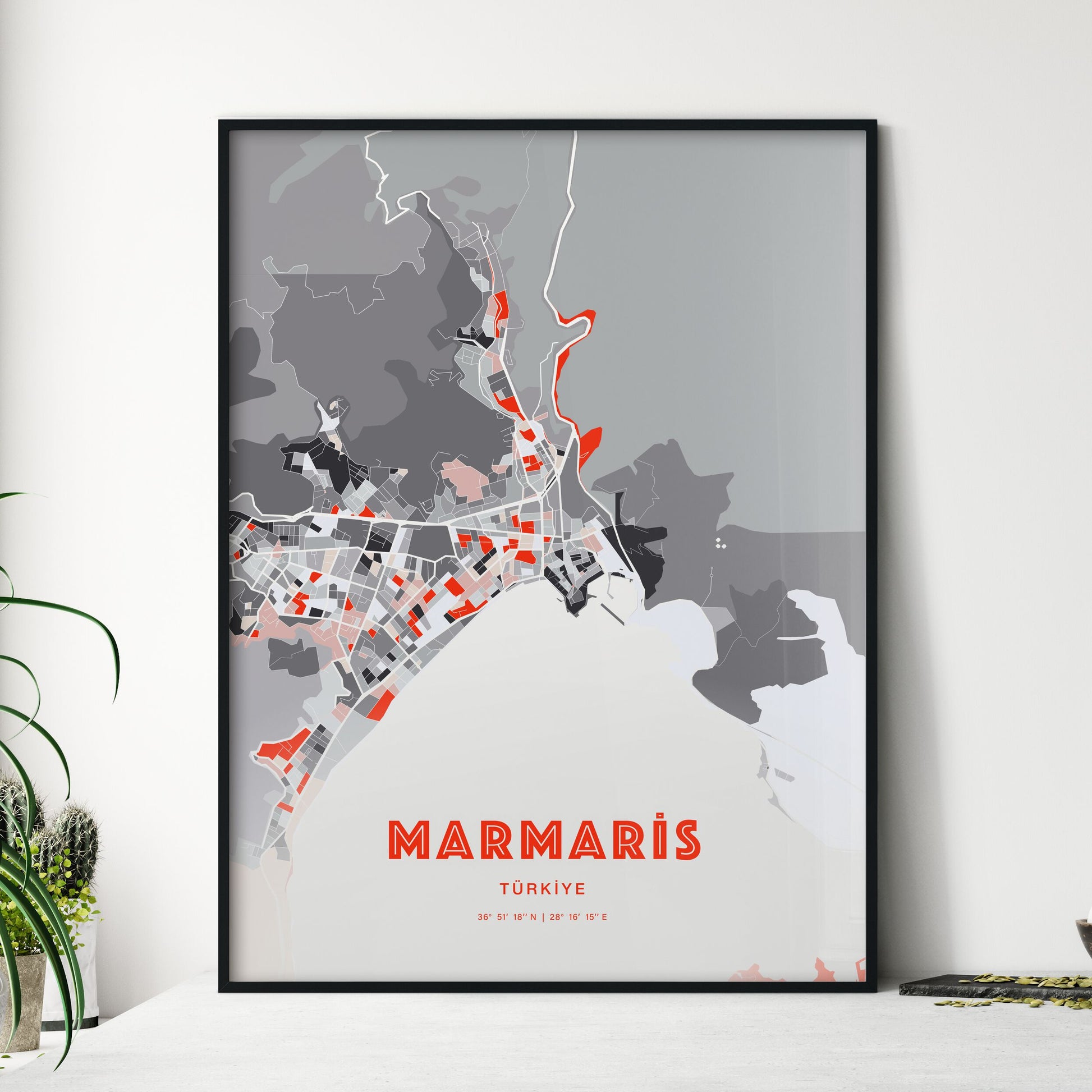 Colorful MARMARIS TURKEY Fine Art Map Modern