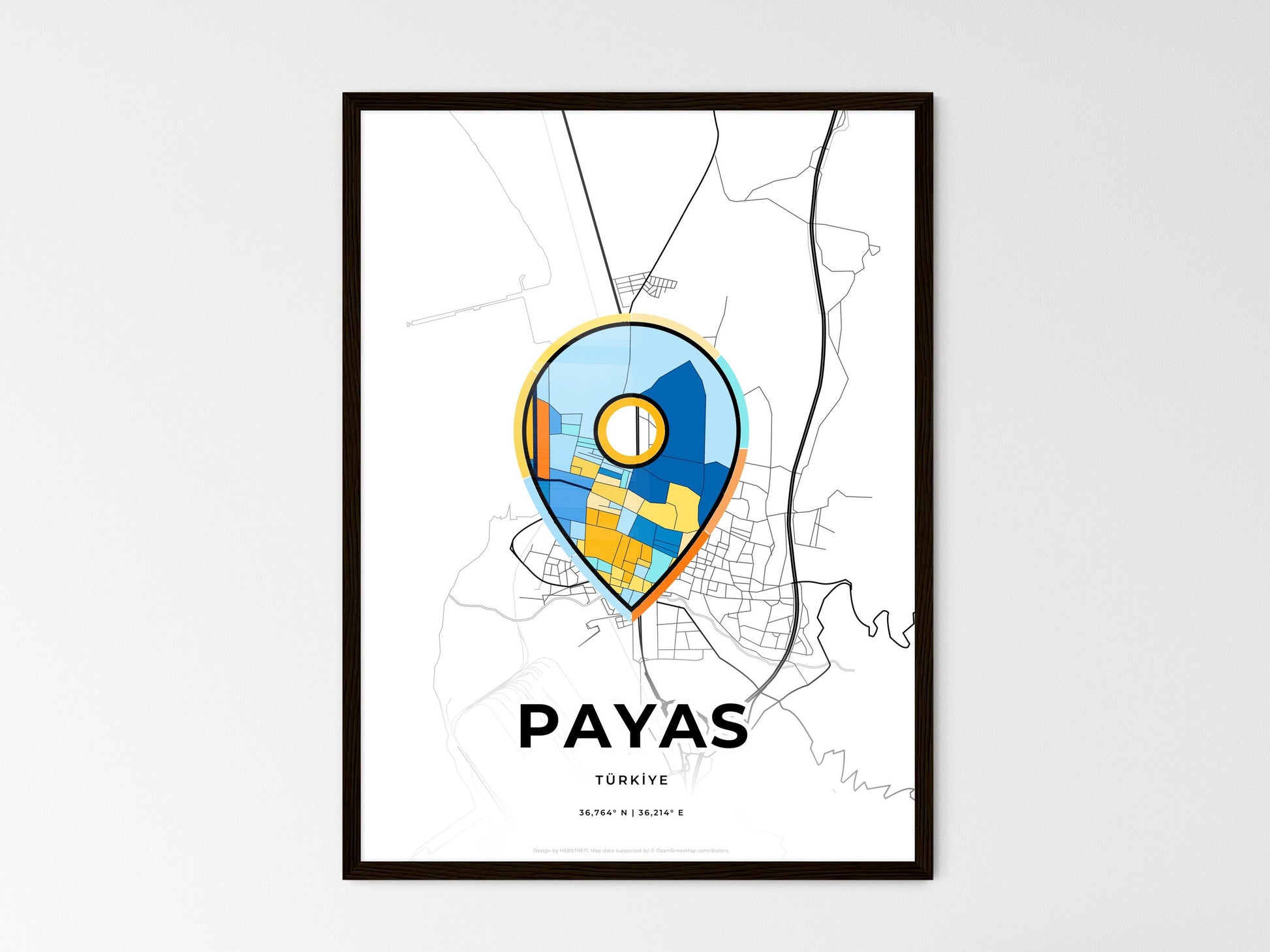 Payas Turkey wedding art map with pointer icon
