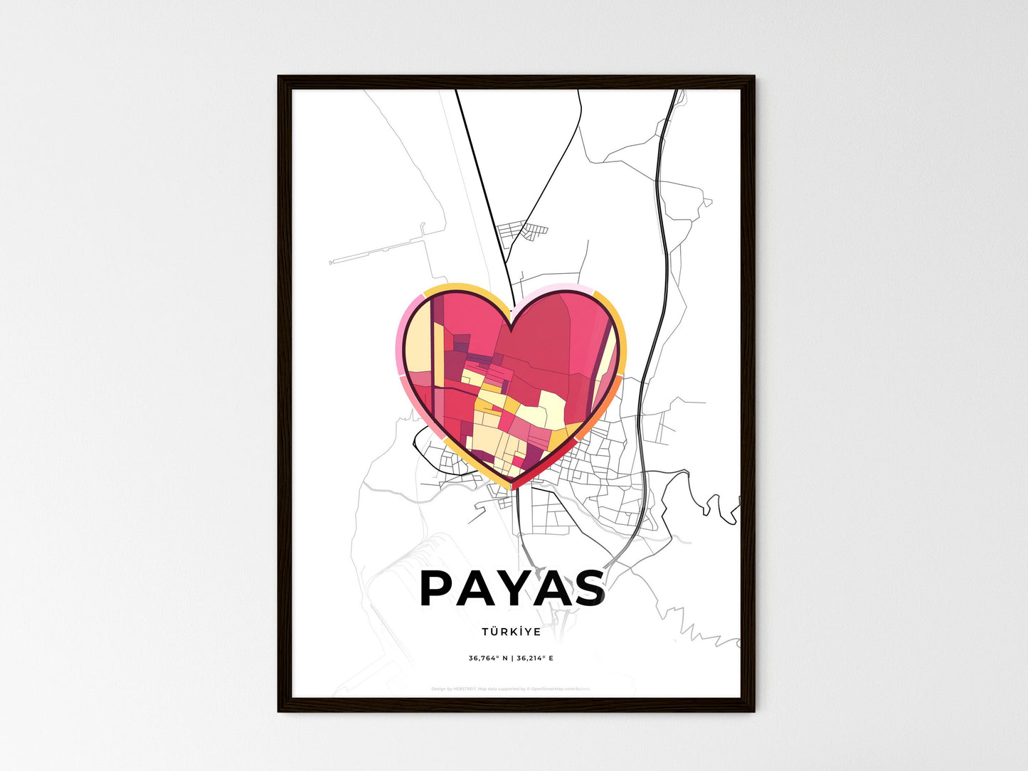 Payas Turkey wedding art map with heart icon