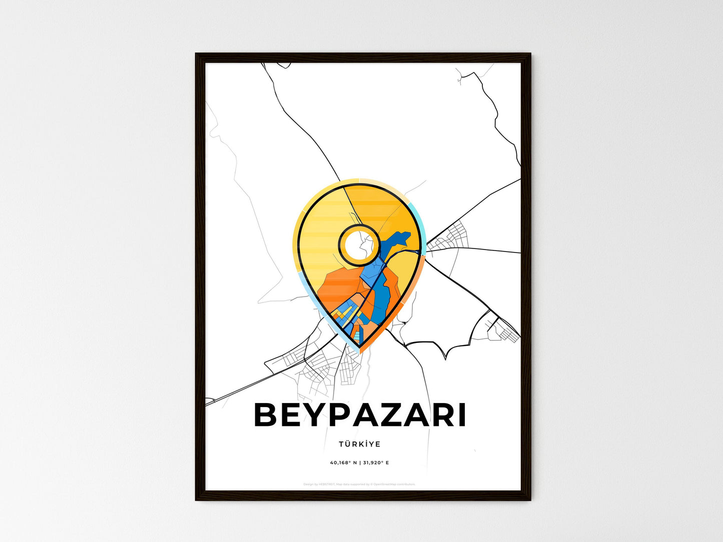 Beypazari Turkey wedding art map with pointer icon