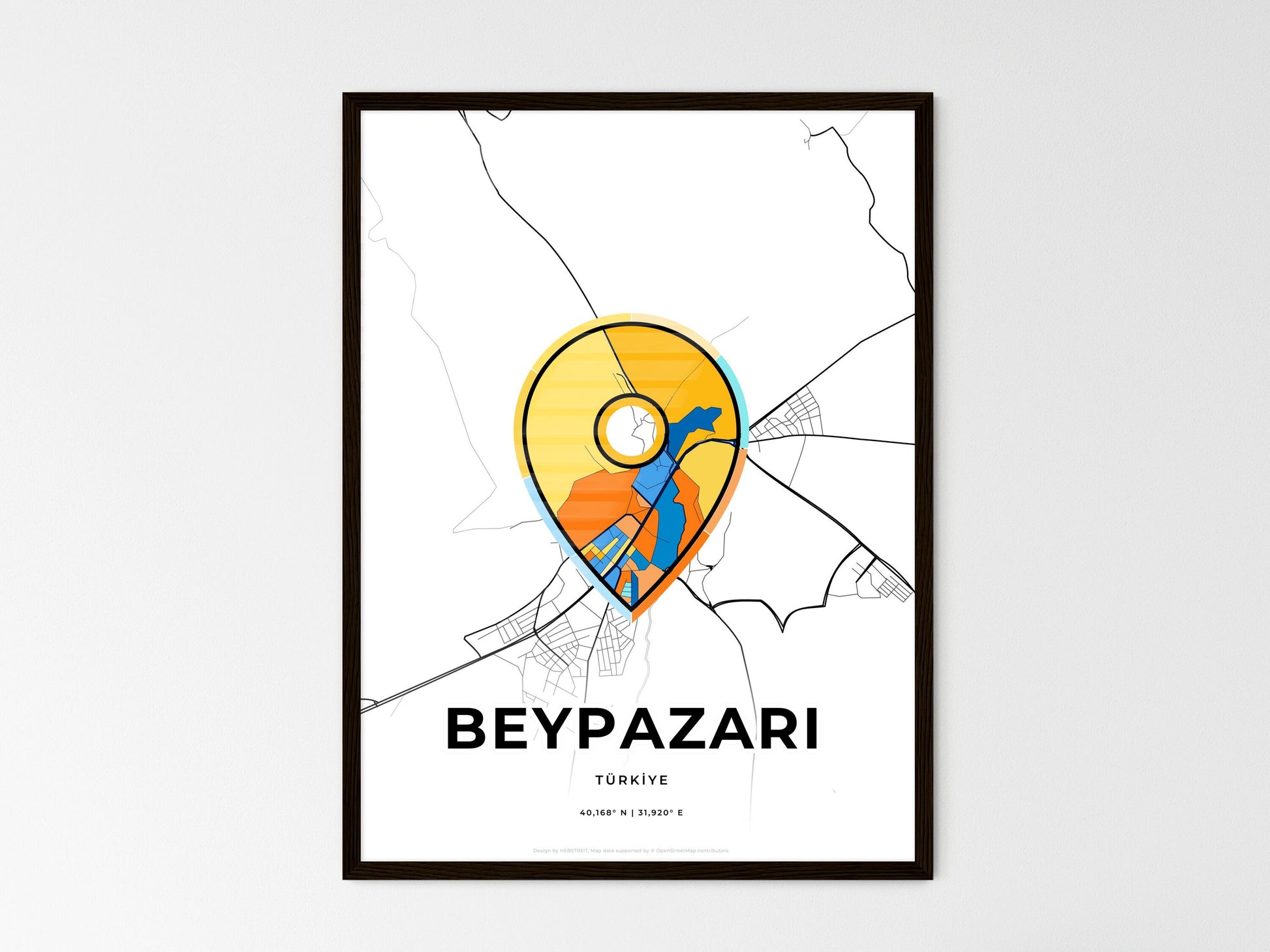 Beypazari Turkey wedding art map with pointer icon