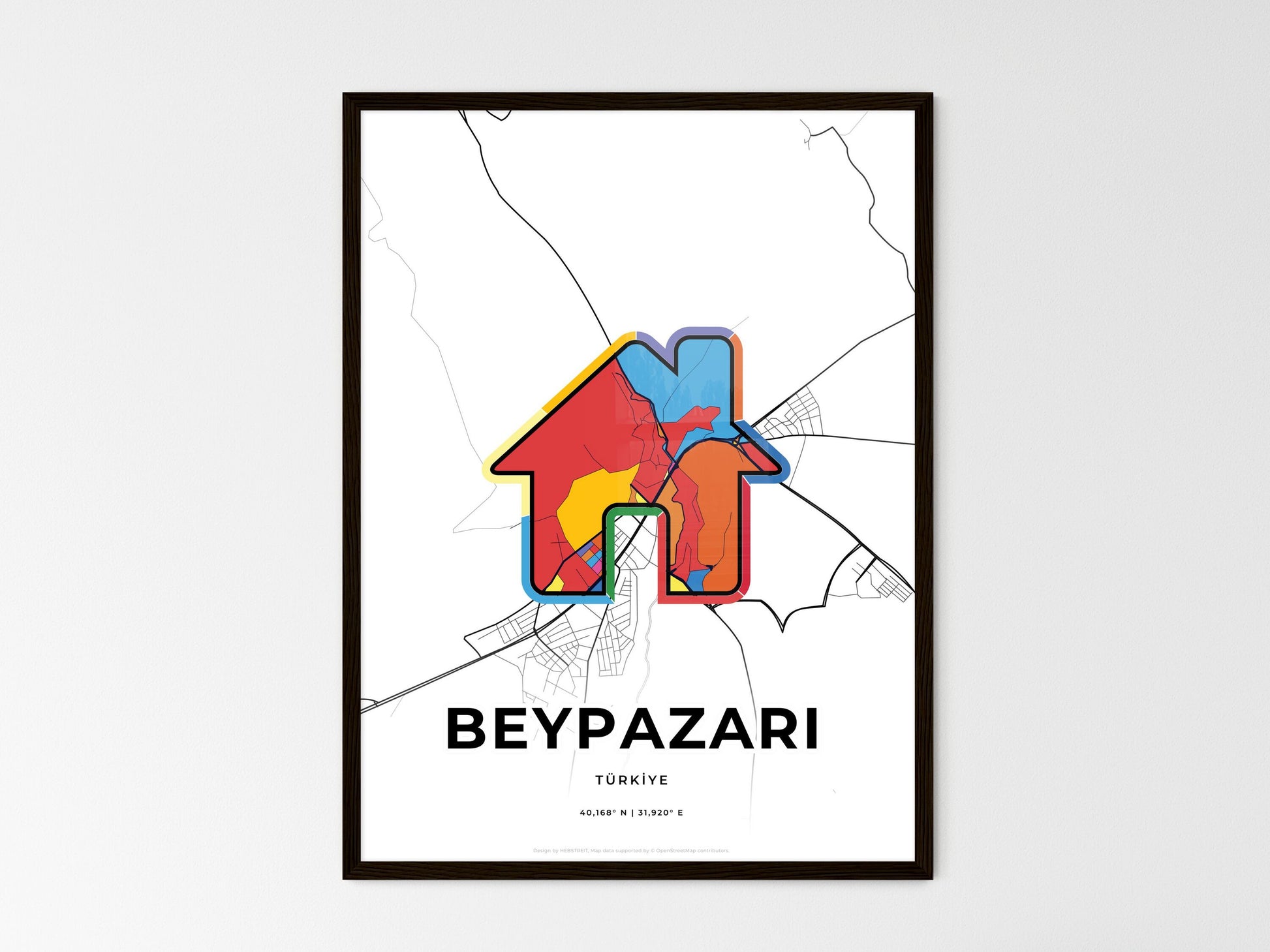 Beypazari Turkey wedding art map with home icon