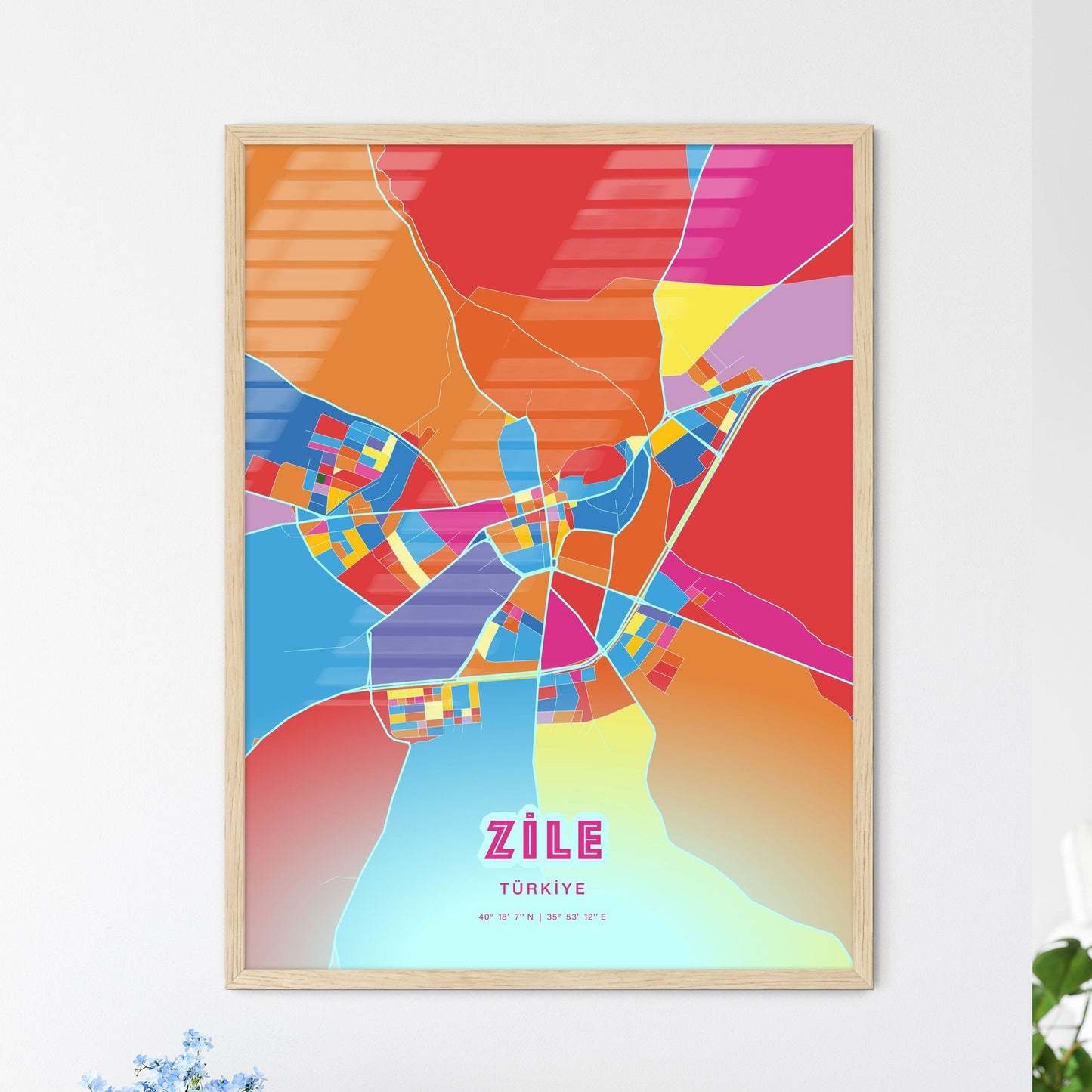 Colorful ZILE TURKEY Fine Art Map Crazy Colors